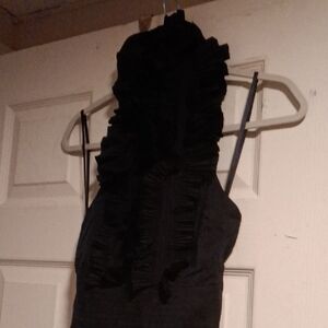BCBGMaxAzria Black Ruffled Halter Dress